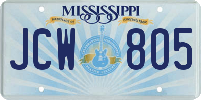 MS license plate JCW805