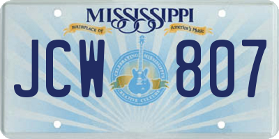 MS license plate JCW807