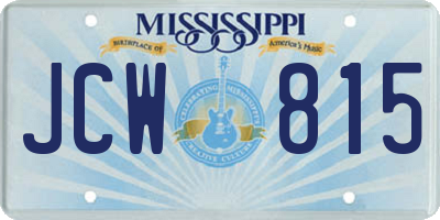 MS license plate JCW815