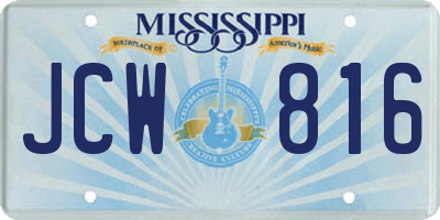 MS license plate JCW816