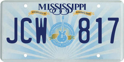 MS license plate JCW817
