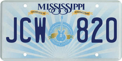 MS license plate JCW820