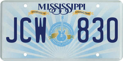 MS license plate JCW830