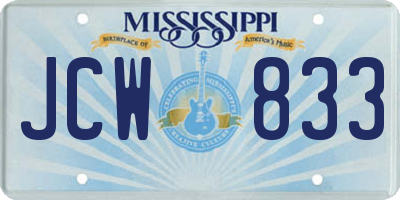 MS license plate JCW833