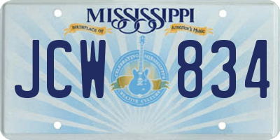 MS license plate JCW834