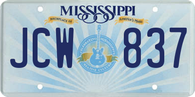 MS license plate JCW837
