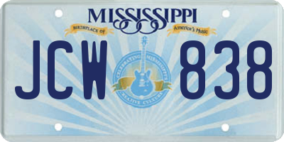 MS license plate JCW838