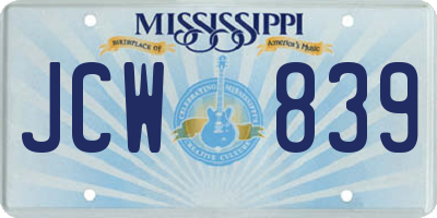 MS license plate JCW839