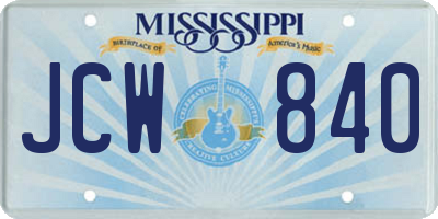 MS license plate JCW840