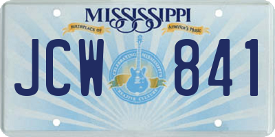 MS license plate JCW841