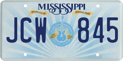 MS license plate JCW845