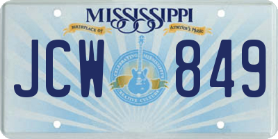 MS license plate JCW849
