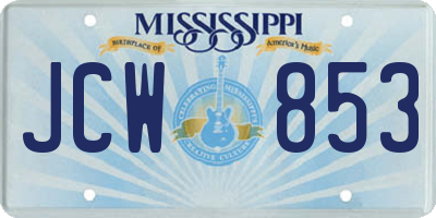 MS license plate JCW853