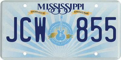 MS license plate JCW855