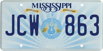 MS license plate JCW863