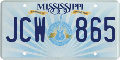 MS license plate JCW865