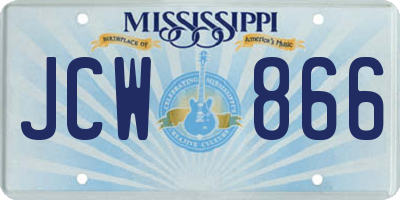 MS license plate JCW866