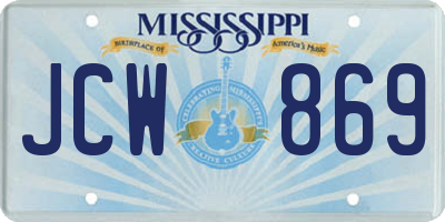 MS license plate JCW869