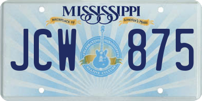 MS license plate JCW875