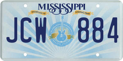 MS license plate JCW884