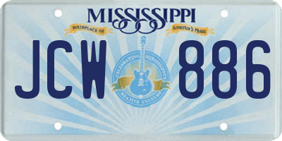 MS license plate JCW886