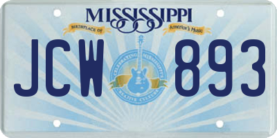 MS license plate JCW893
