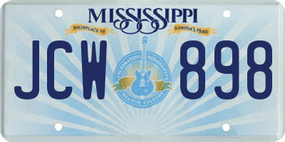 MS license plate JCW898