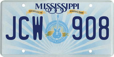 MS license plate JCW908