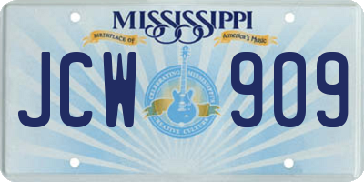 MS license plate JCW909