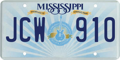 MS license plate JCW910