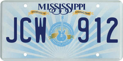 MS license plate JCW912
