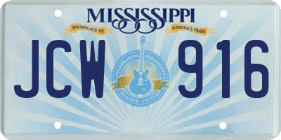 MS license plate JCW916