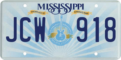 MS license plate JCW918