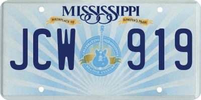 MS license plate JCW919