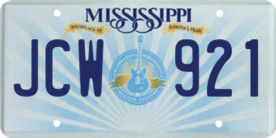 MS license plate JCW921