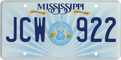 MS license plate JCW922