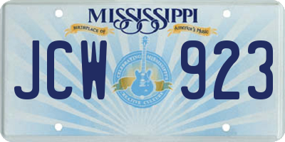 MS license plate JCW923