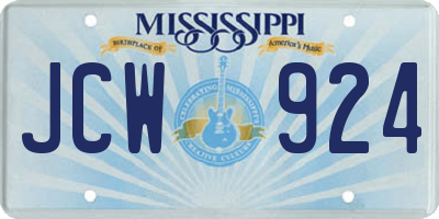 MS license plate JCW924