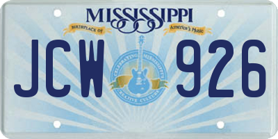 MS license plate JCW926