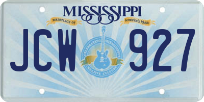 MS license plate JCW927