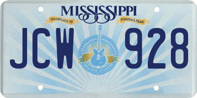 MS license plate JCW928