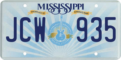 MS license plate JCW935