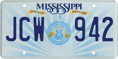 MS license plate JCW942