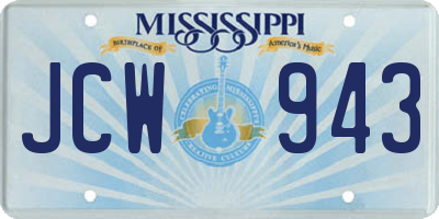 MS license plate JCW943