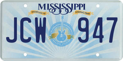 MS license plate JCW947