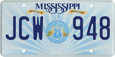MS license plate JCW948