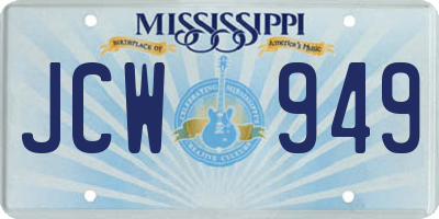 MS license plate JCW949
