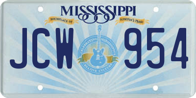 MS license plate JCW954
