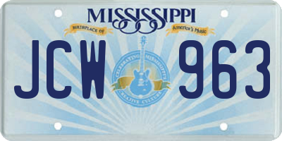 MS license plate JCW963