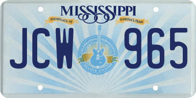 MS license plate JCW965